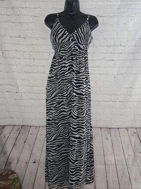 MYTH Nyc Y2k Zebra Chiffon Summer Maxi Dress Sz M McBling Hottie Mall Goth